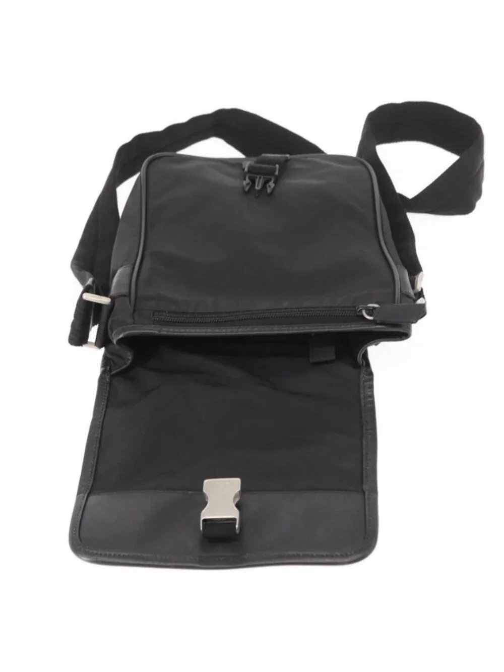 Authentic PRADA Shoulder Bag Nylon Black Silver - Picture 2 of 16